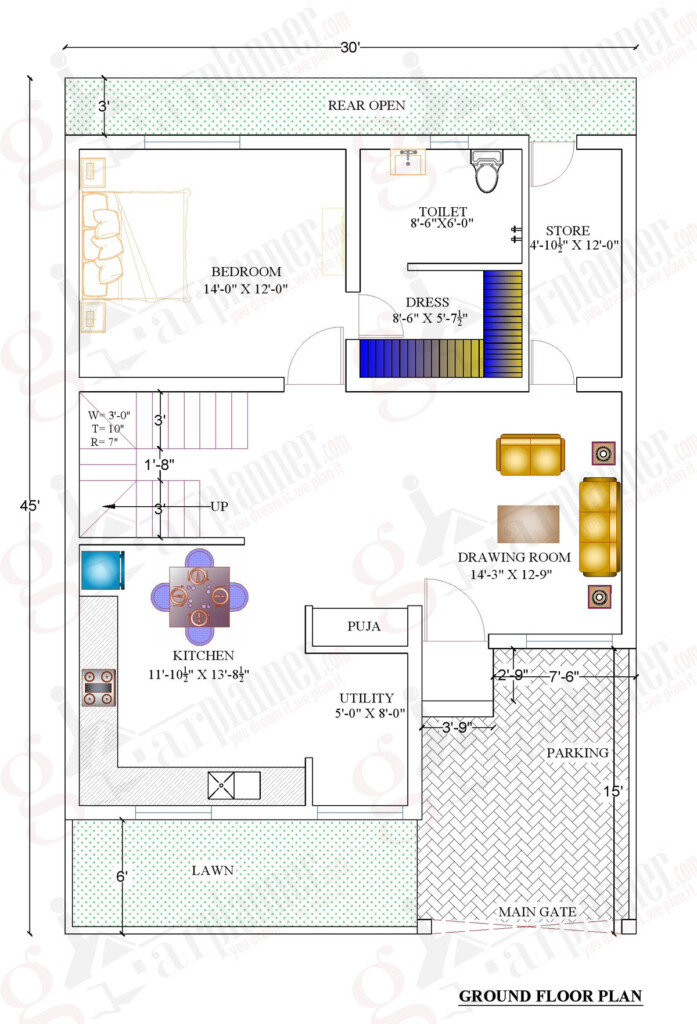 1000 Sqft Home Plan Acha Homes - 1000 SQ FT House Floor Plans