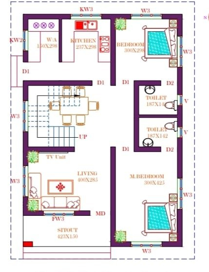 1030 Sq Ft 2BHK Modern Single Floor House And Free Plan 1 Home Pictures - 1030 SQ FT House Plan