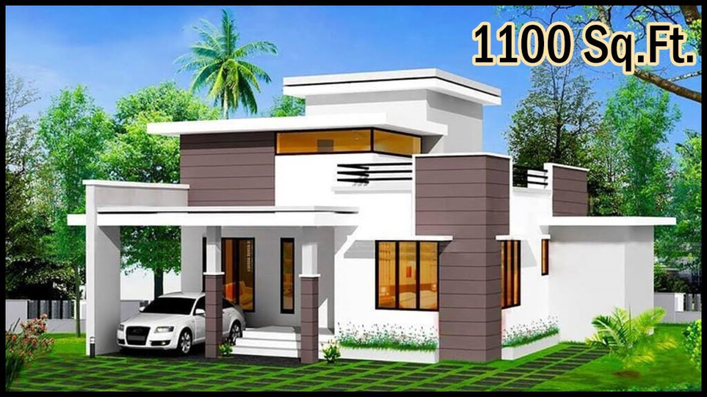 1100 Squre Feet 3D House Design 30x35 3D House Plan With Elevation  - 1100 SQ FT House Plan 3D