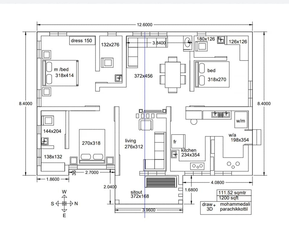 1200 Sq Ft 3BHK Modern Single Floor House And Free Plan 1 Home Pictures - 3 Bhk House Plan In 1200 SQ FT 3D