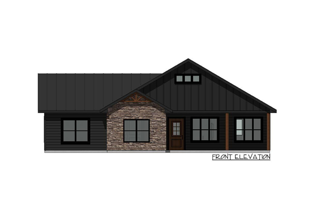 1240 Sq Ft Rustic 3 Bedroom New American Ranch With Large Mudroom  - 1240 SQ FT House Plans