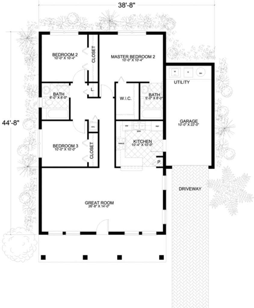 1250 Square Feet House Plans Bungalow House Plans Mediterranean  - 1250 SQ FT Bungalow House Plans