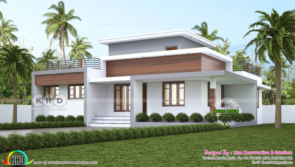 1300 Square Feet 3 Bedroom Flat Roof House Plan Single Floor Kerala  - House Plan Design 1300 SQ FT