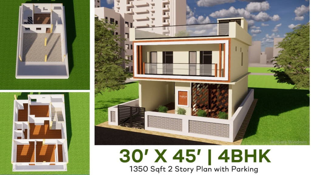  1350 Sqft House Design 30 X 45 House Plan Modern Design Budget  - 1350 SQ FT Duplex House Plans