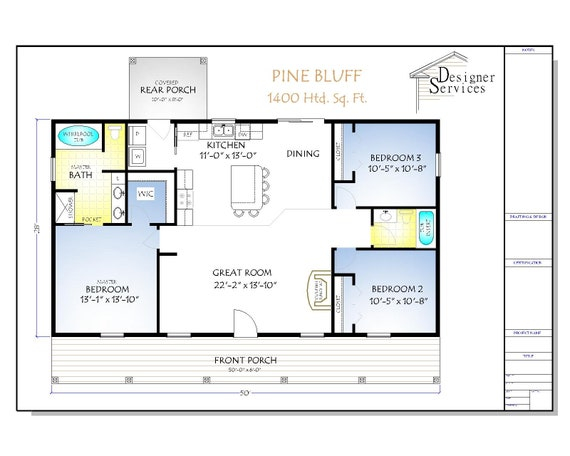 1400 Sq Ft House Plans - 2 Bedroom 2 Bath 1400 SQ FT House Plans