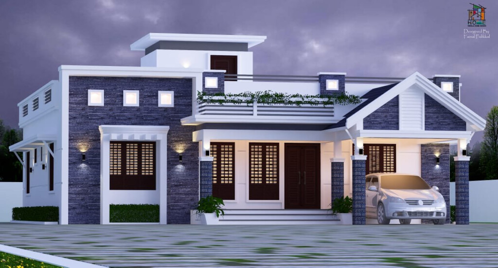 1600 Sq Ft 3BHK Mixed Roof Modern Single Storey House And Plan Home  - 3Bhk House Plan In 1600 SQ FT