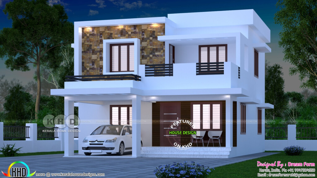 1700 Square Feet Flat Roof 3 BHK Home Plan Kerala Home Design And  - 3 Bhk House Plan In 1700 SQ FT