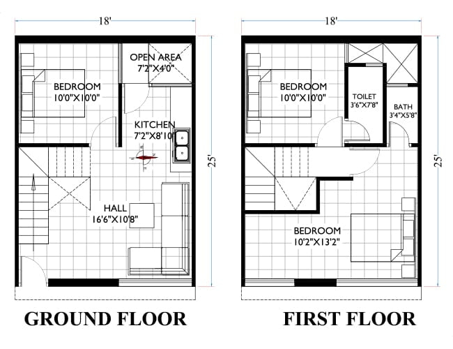 18x25 House Plan Best 450 Sqft 2bhk House Plan - 450 SQ FT House Plan With Car Parking
