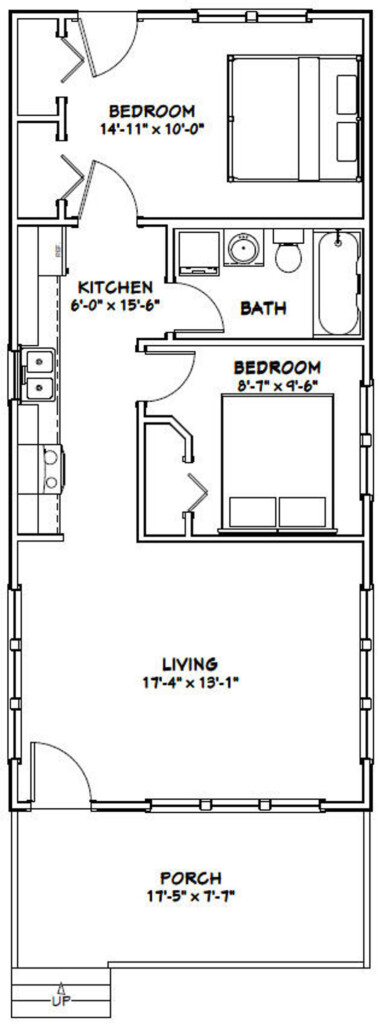 18x40 House 2 Bedroom 1 Bath 720 Sq Ft PDF Floor Plan Etsy House Plan  - 720 SQ FT House Plans With Loft