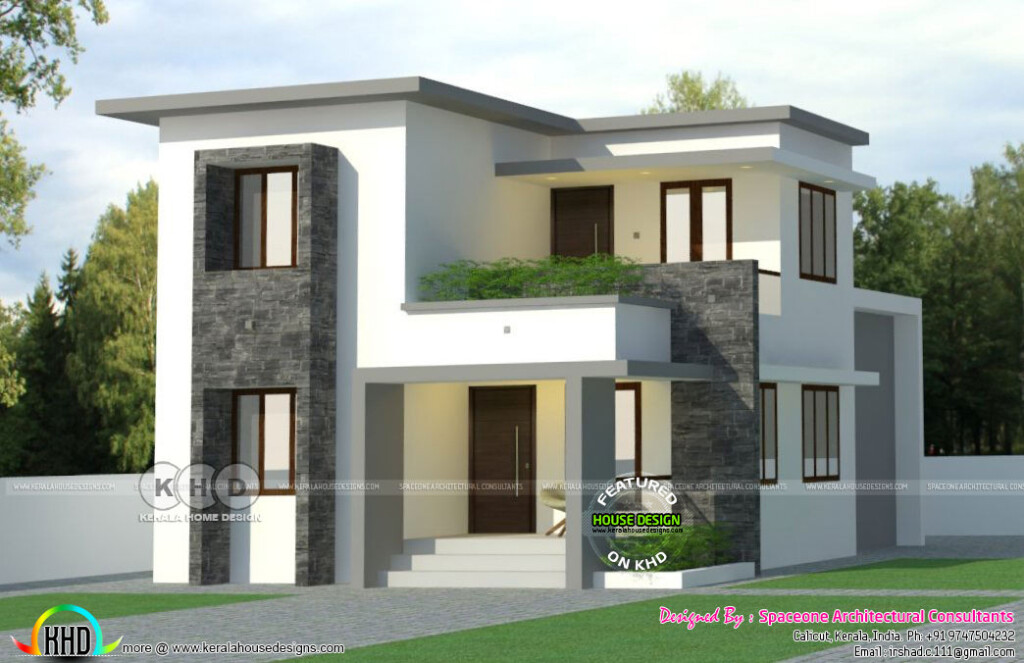 2 Bedroom 1300 Sq ft Flat Roof House Kerala Home Design And Floor  - 1300 SQ FT House Plans In Kerala