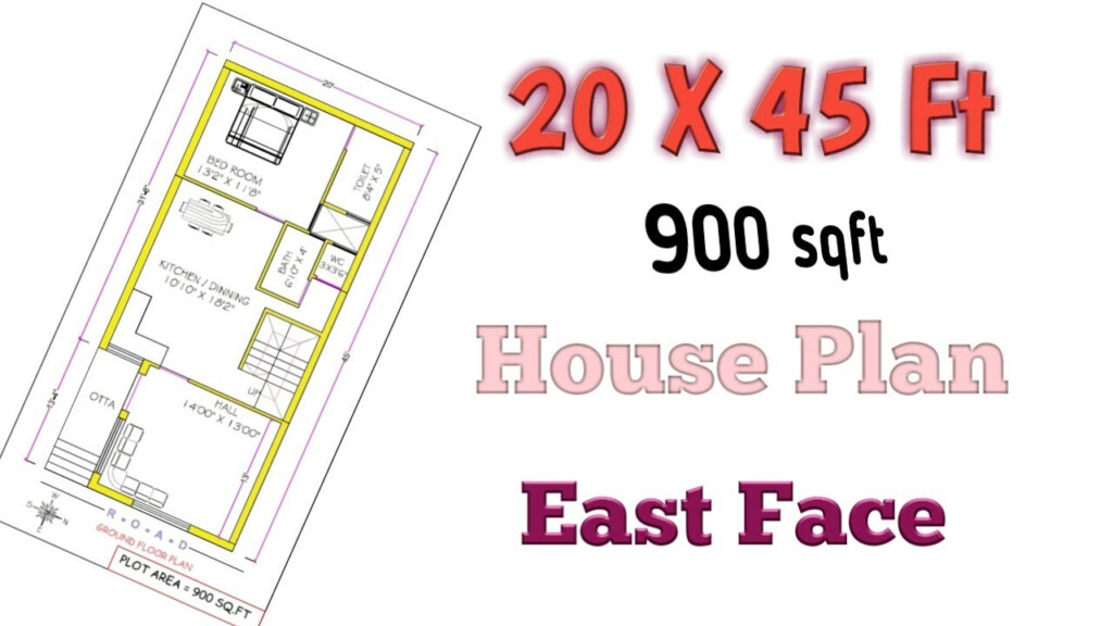 20 X 45 East Facing House Plan 900 Sq Ft House Design 20 45 House  - 20 X 45 SQ FT House Plans