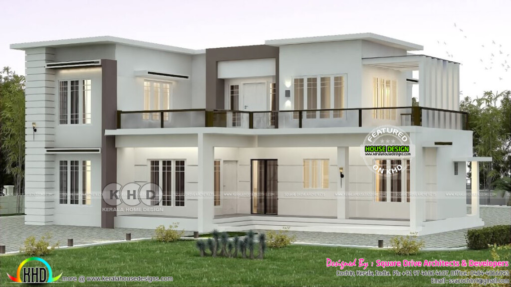 2000 Sq ft Flat Roof Home Plan With 4 Bedrooms Kerala Home Design And  - 2000 SQ FT House Plans India