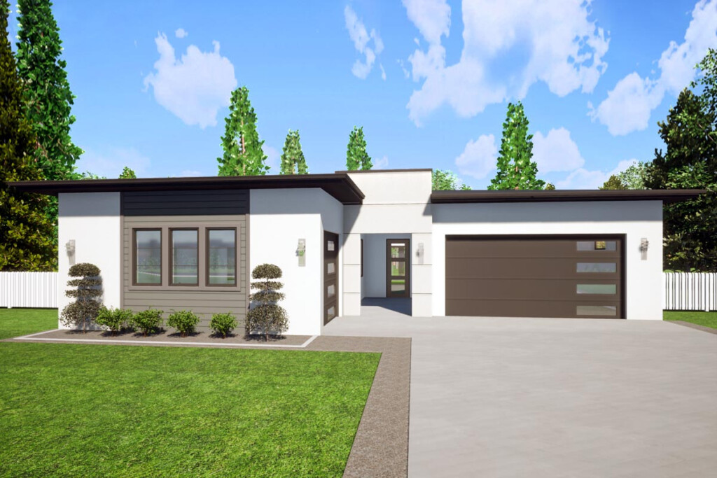 2300 Square Foot Mid Century Modern House Plan With Home Office Option  - 2300 SQ FT House Plans