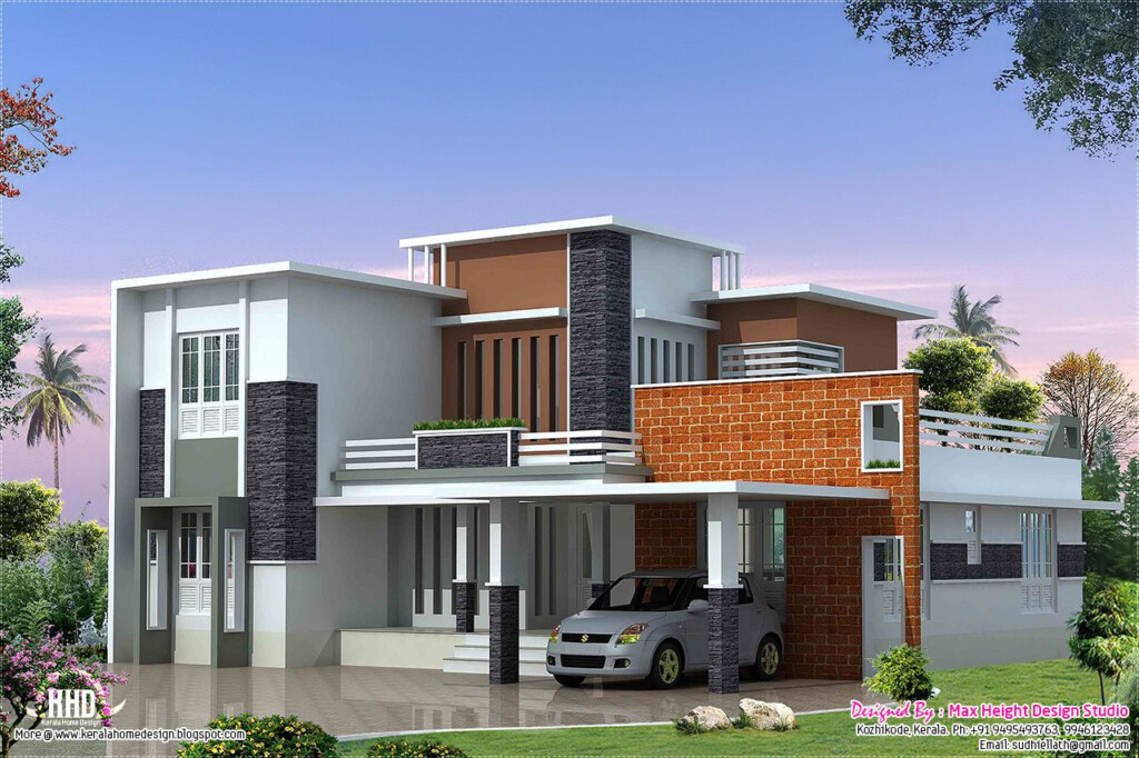 2400 Sq feet Modern Contemporary Villa Contemporary House Design  - 2400 SQ FT House Plans With Swimming Pool