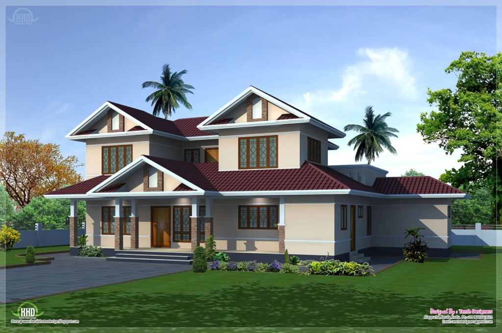 2400 Sq feet Villa Exterior And Floor Plan Kerala Home Design And  - 2400 SQ FT House Plans With Swimming Pool