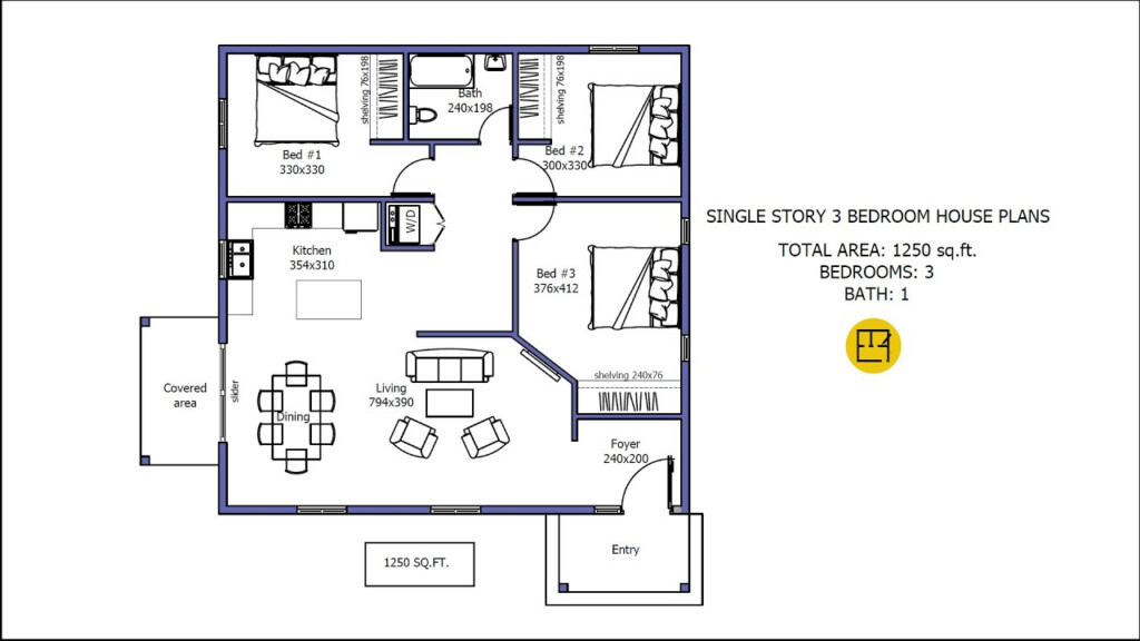 3 BEAUTIFUL SMALL SINGLE STOREY HOUSE PLANS 1000 Sq ft TO 1250 Sq ft  - 1000-1250 SQ FT House Plans
