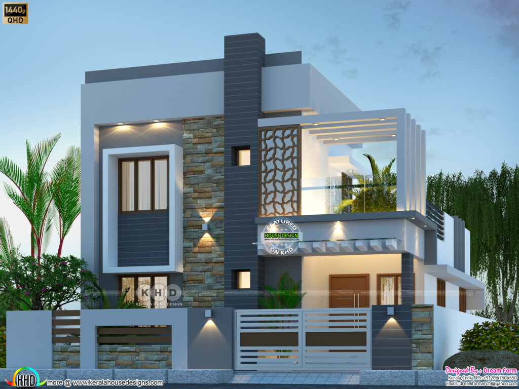 3 Bedrooms 1450 Sq ft Modern Home Design Kerala Home Design And Floor  - 1450 SQ FT House Plan