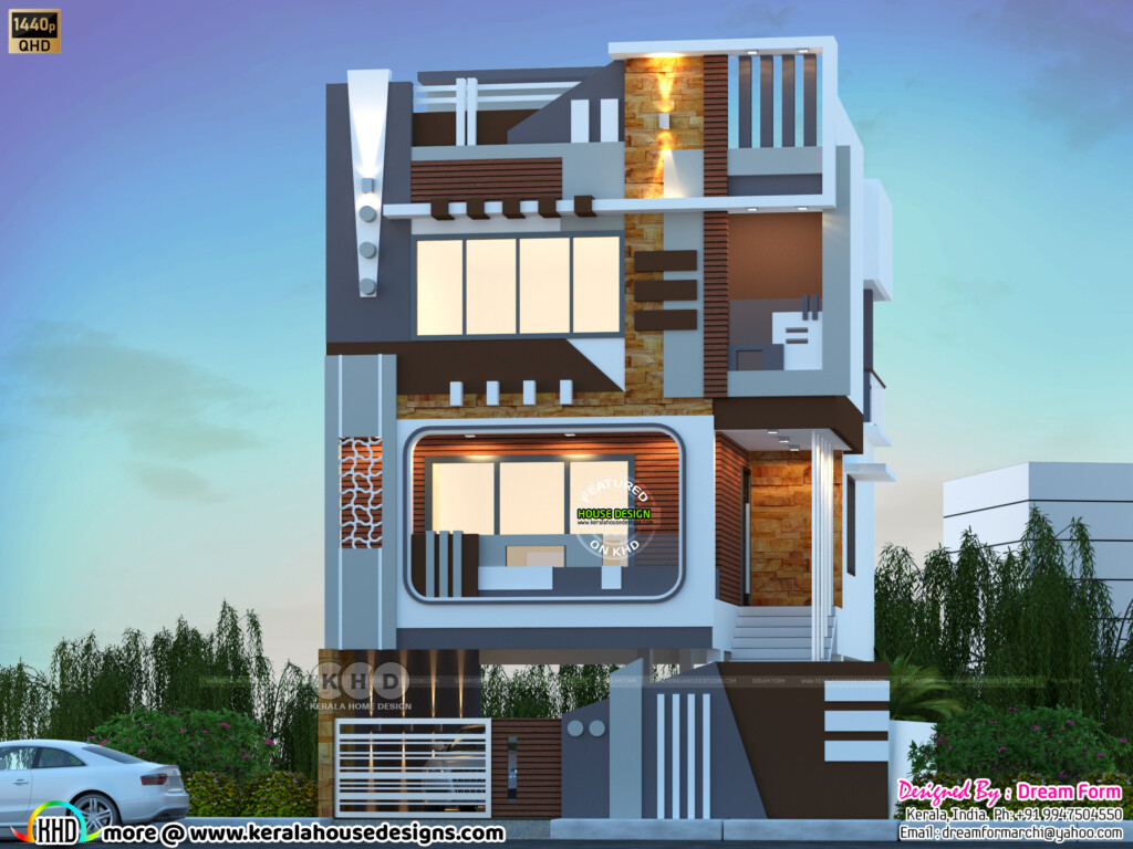 3 Bedrooms 1720 Sq Ft Duplex Modern Home Design Kerala Home Design  - 1720 SQ FT House Plan