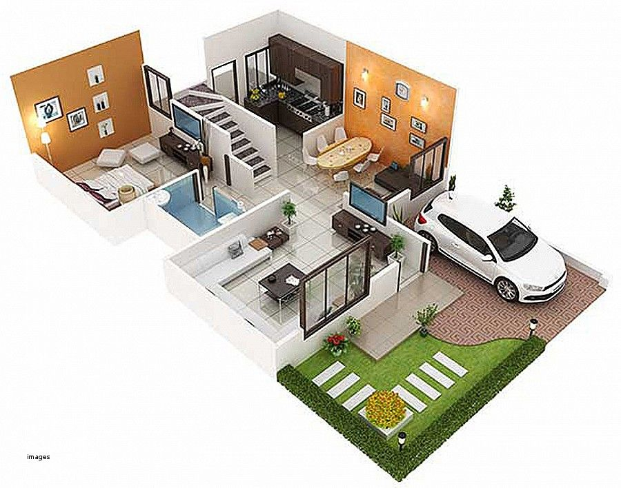 3 Bhk House Plan In 1200 Sq Ft 3d House Poster - 3 Bhk House Plan In 1200 SQ FT 3D