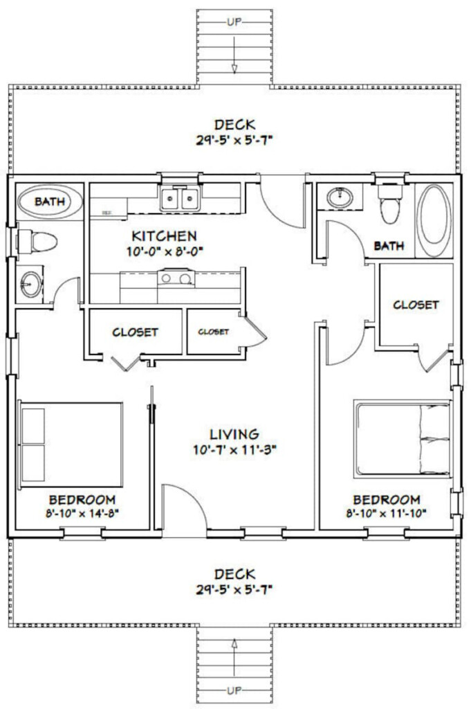 30x24 House 2 bedroom 2 bath 720 Sq Ft PDF Floor Plan Etsy Denmark - 720 SQ FT House Plans 2 Bedroom