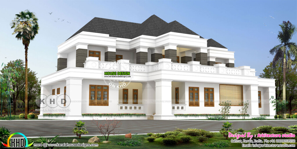 3600 Square Feet Colonial Style Home Kerala Home Design And Floor Plans - 3600 SQ FT House Plans India