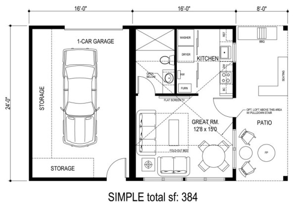 384 Sq Ft Simple Cottage By Kephart Living - 384 SQ FT House Plan
