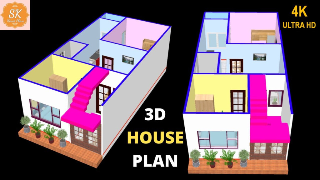3D HOUSE PLAN 15 X 30 450 SQ FT 50 SQ YDS 42 SQ M 50 GAJ 3D  - 450 SQ FT House Plan With Car Parking