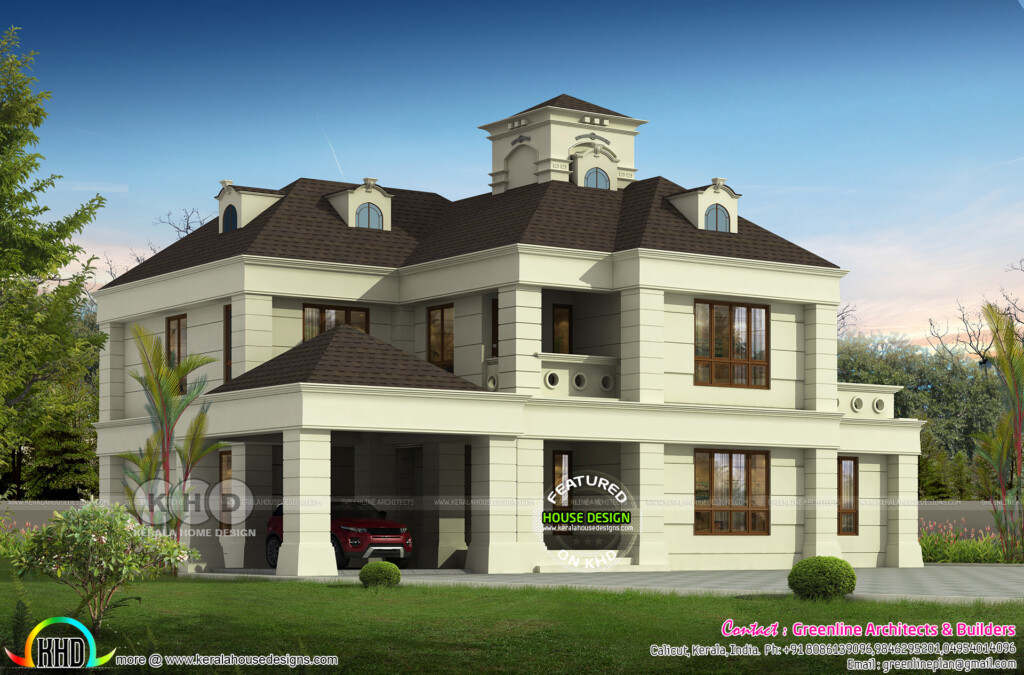 4 Bedroom Colonial Home Plan 3600 Sq ft Kerala Home Design And Floor  - 3600 SQ FT House Plans India