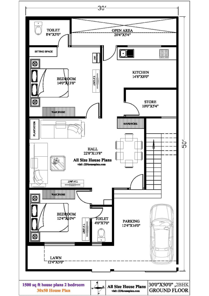 4 Bedroom House Plan 1500 Sq Ft Www resnooze - 1500 SQ FT House Plans 30X50