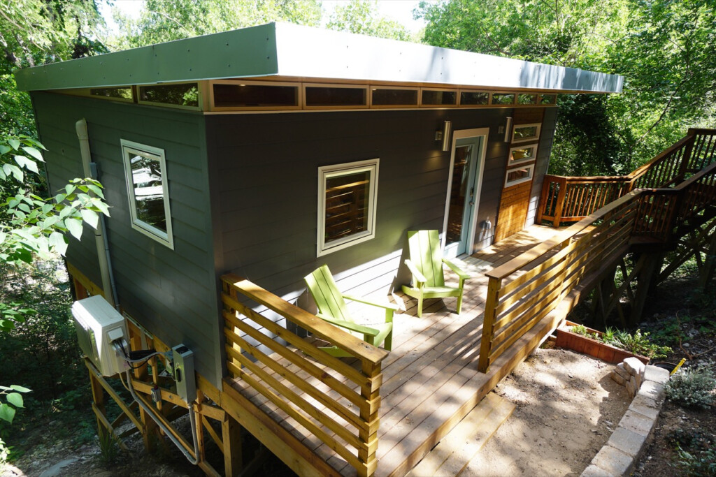 416 Sq Ft Modern Tiny Cabin W Awesome Deck  - 416 SQ FT House Plans Designs