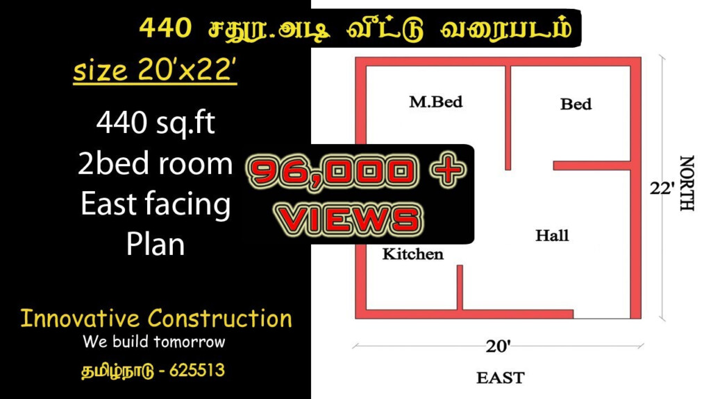 440 Sq ft 20 X 22 East Facing House Plan YouTube - 440 SQ FT House Plan In India