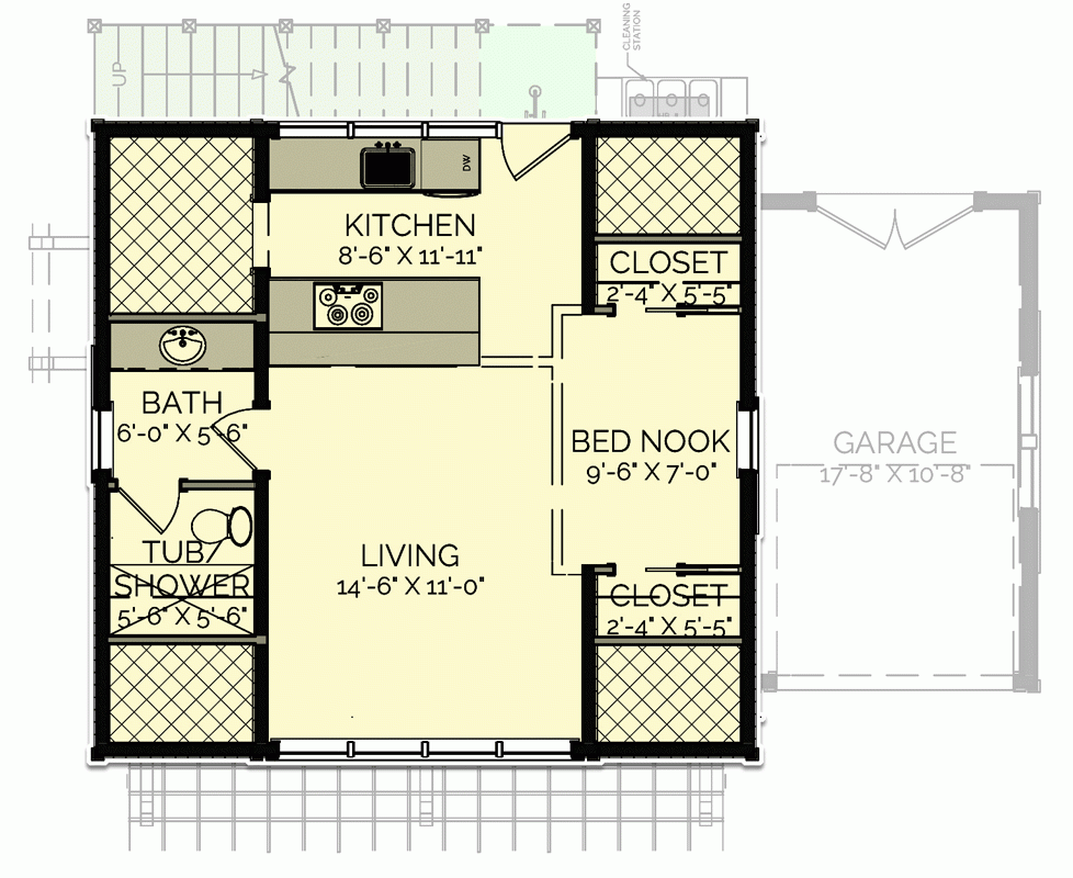 480 Square Foot Detached Carriage Style Garage Apartment 130059LLS  - 480 SQ FT House Plans With Car Parking