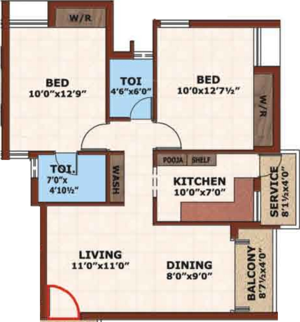 580 Sq Ft 1 BHK 2T Apartment For Sale In Prince Foundations Village  - 580 SQ FT House Plan