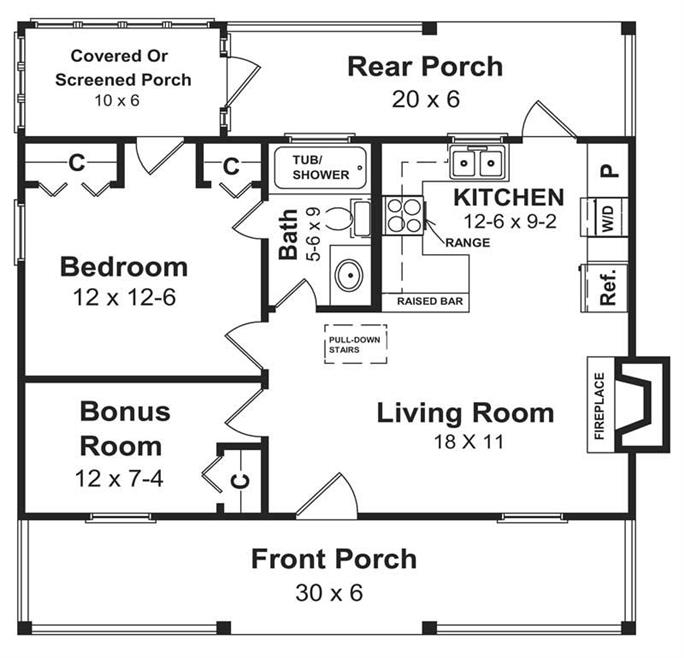 600 Sq Ft House Plan Small House Floor Plan 1 Bed 1 Bath 141 1140 - 600 SQ FT House Open Floor Plans