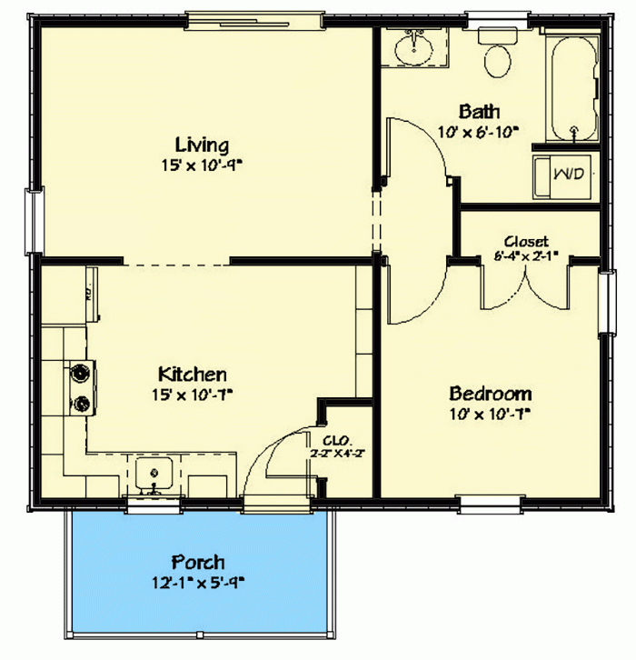 600 Square Feet 1 Bedroom House Plans Www resnooze - 600 SQ FT House Plans 1 Bedroom 3D