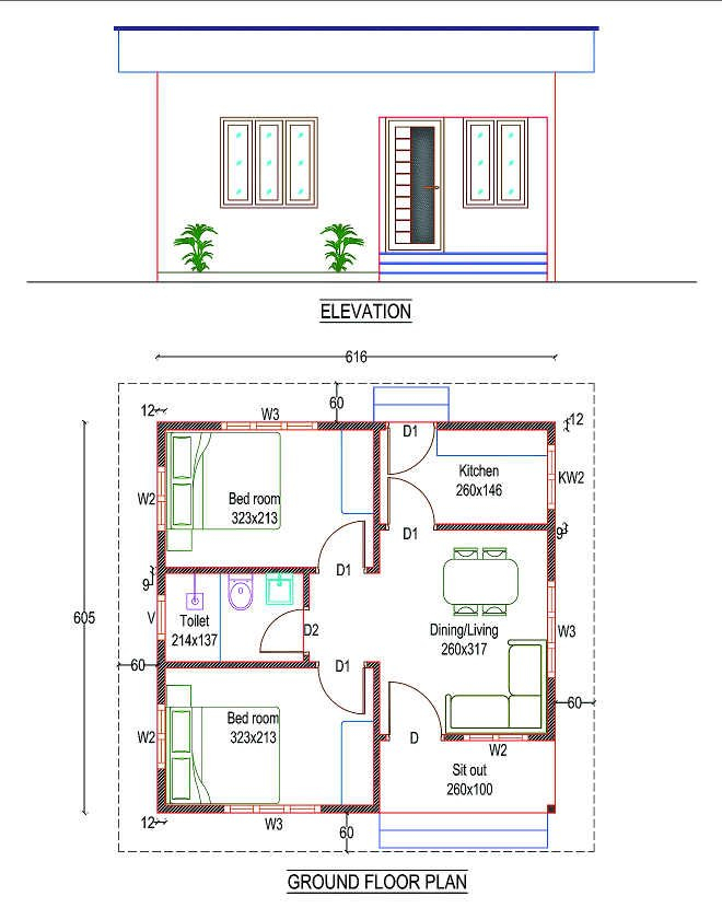 650 Sq Ft 2BHK Simple And Low Budget House And Free Plan - 650 SQ FT House Plans 3 Bedroom
