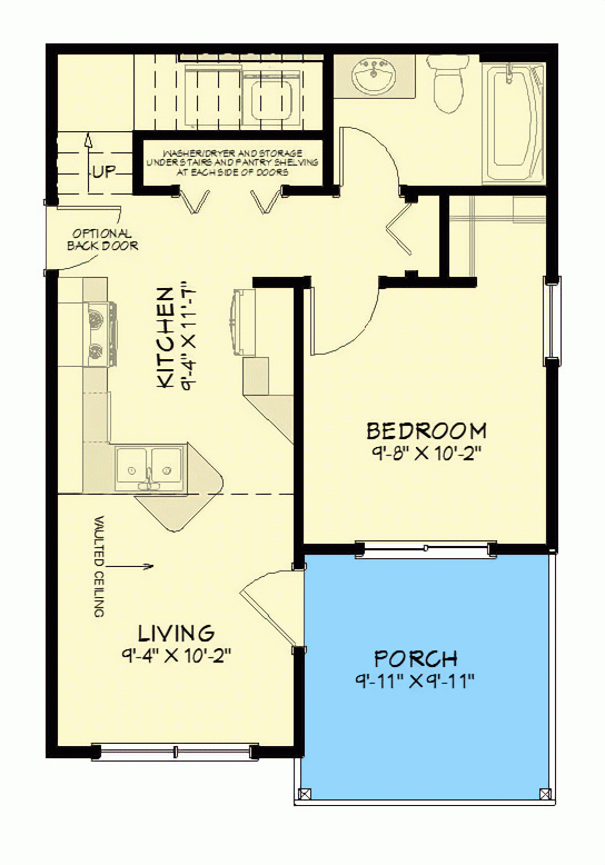 650 Square Foot Board And Batten ADU With Loft 430822SNG  - 650 SQ FT House Plans 3 Bedroom