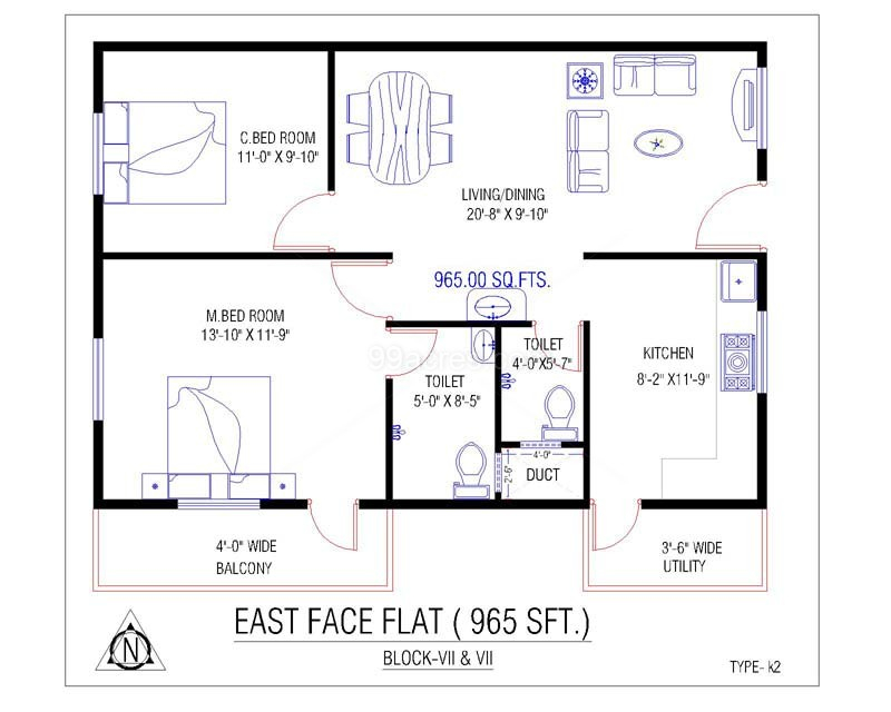 700 Sq Ft House Plans East Facing - 700 SQ FT Indian House Plans