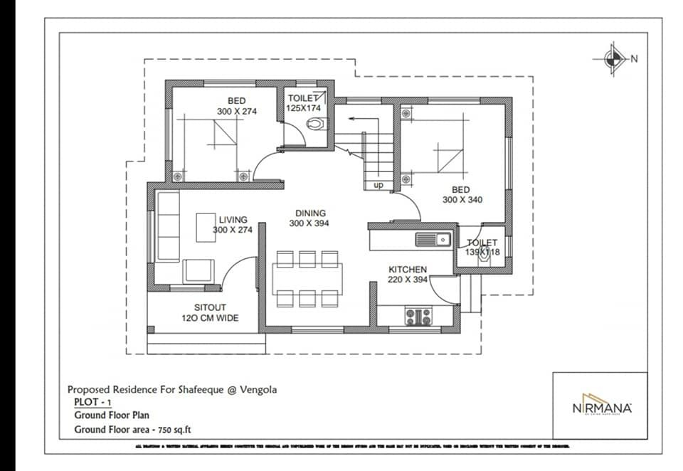750 Sq Ft 2BHK Single Floor Contemporary Style House And Plan Home  - 750 SQ FT House Floor Plans