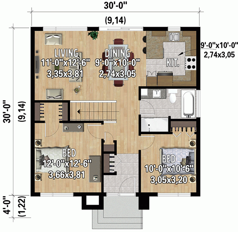 900 Square Foot 2 Bedroom Modern Cottage House Plan 80169PM  - 90 SQ FT House Plans
