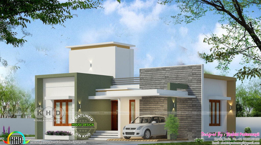 950 Square Feet 2 Bedroom Flat Roof Budget House Kerala Home Design  - 950 SQ FT House Plans In India