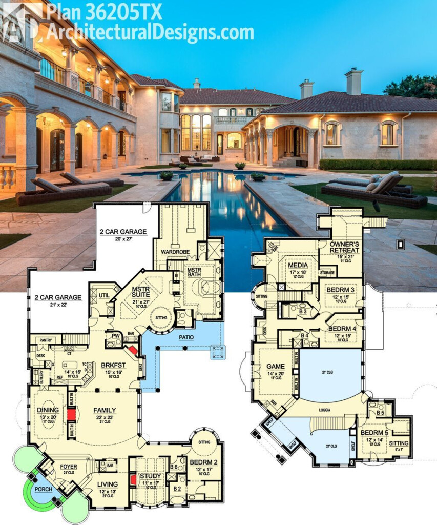 Architectural Designs Luxury House Plan 36205TX Gives You This Outdoor  - 7000 SQ FT House Plans