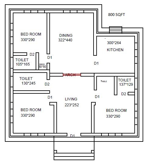 Budget Kerala Home Design With 3 Bedrooms In 800 Sq Ft With Floor Plan  - 800 SQ FT House Plans In Kerala Style