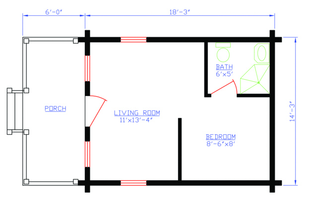 Cabin Plan 260 Square Feet 1 Bedroom 1 Bathroom 154 00004 - 260 SQ FT House Plans