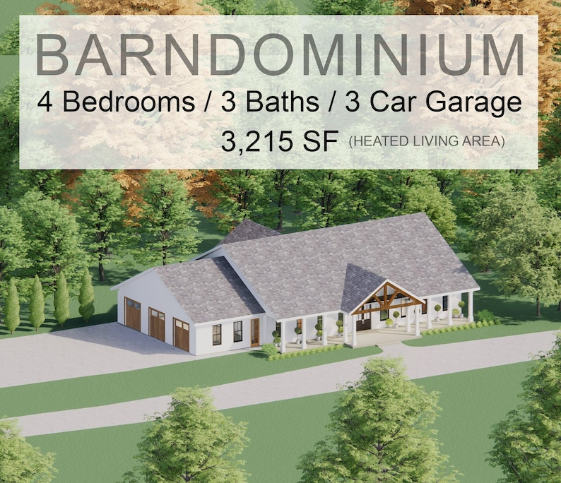 Cedar Springs Barndominium House Plan Design 4 Bed 3 Bath 3200 Sq Ft 3  - 3200 SQ FT Simple House Plans