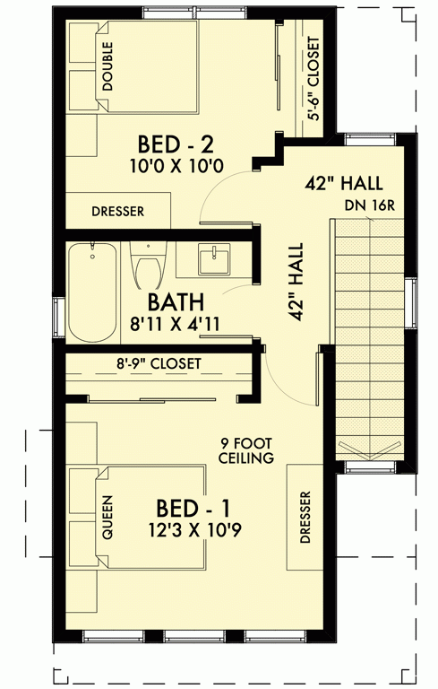 Compact New American House Plan 900 Sq Ft 677011NWL Architectural  - 900 SQ FT House Floor Plan