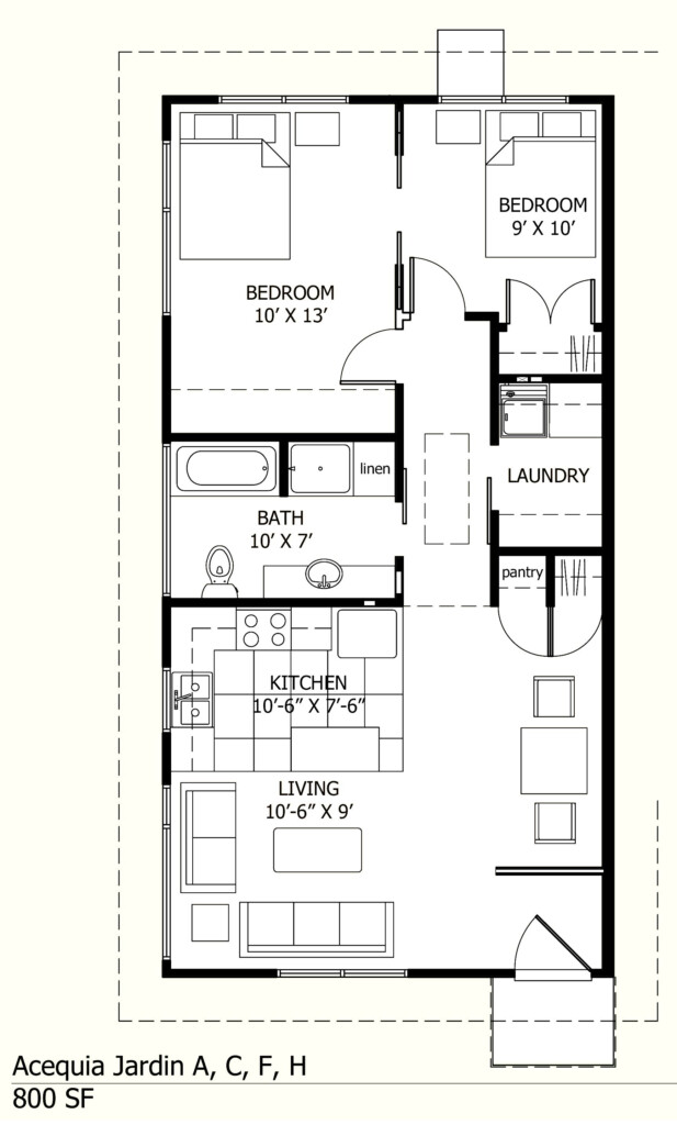 Cottage House Plans Bedroom House Plans Modern House Plans Small  - 800 SQ FT 1 Bedroom With Mudroom House Plans