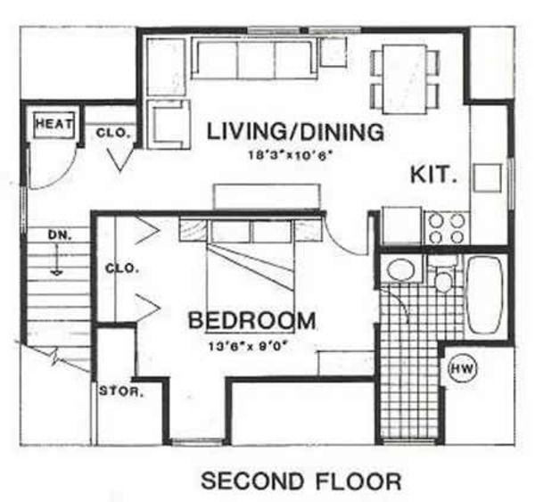 Country Style House Plan 1 Beds 1 Baths 450 Sq Ft Plan 116 229  - 450 SQ FT House Plans With 1 Bedroom