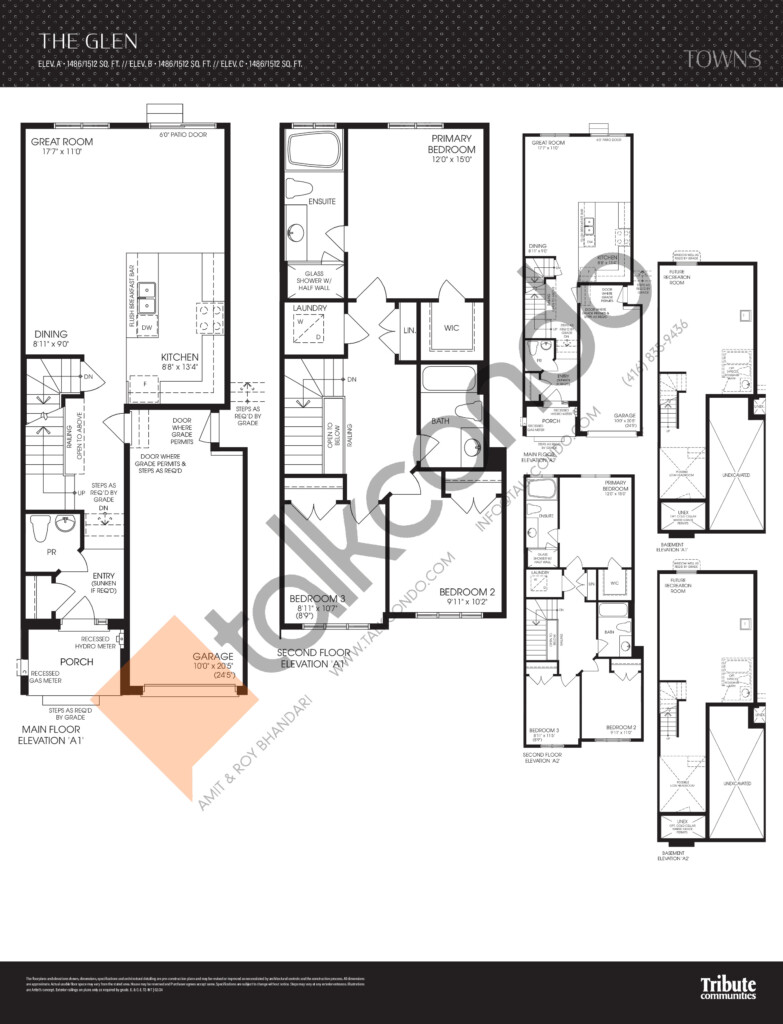 Courtice Glen Towns The Glen 1486 Sq ft 3 Bedrooms - 1486 SQ FT Lot Side One 120.33 House Plans