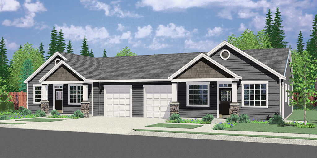 Duplex House Plans Designs One Story Ranch 2 Story Bruinier  - 200 SQ FT Duplex House Plans